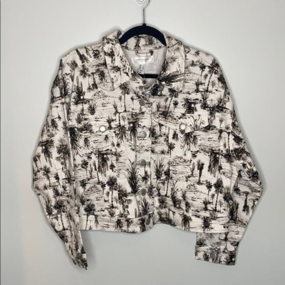 Addition Elle Women All Over Printed Cropped Boyfriend Jean Jacket Plus Size X - Picture 3 of 12